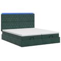 vidaXL Ottoman posteľ s matracom a LED Tmavozelená 200 x 200 cm Zamat