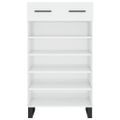 vidaXL Botník lesklý biely 60x35x105 cm spracované drevo