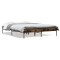 vidaXL Posteľný rám dymový dub 135x190 cm kompozitné drevo a kov