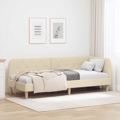 vidaXL Rohový rám postele Krémová 80 x 200 cm látka