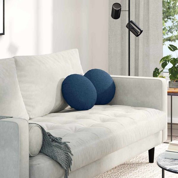 vidaXL Vankúše na sedenie 2 pcs Modrá Ø30 x 13 cm látka