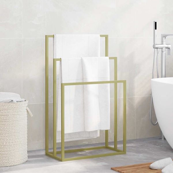 vidaXL Voľne stojaci stojan na uteráky zlatý 48x24x79 cm železo