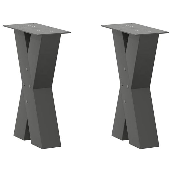 vidaXL Nohy konferenčného stolíka v tvare X, 2 ks, antracitové, 38 x (42-43) cm, oceľ