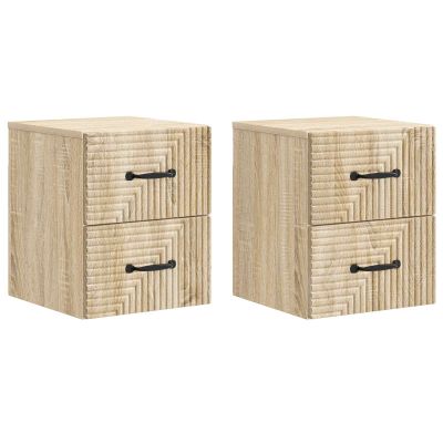 vidaXL Nástenná nočná skrinka 2 pcs Dub sonoma 34,5 x 33 x 40 cm
