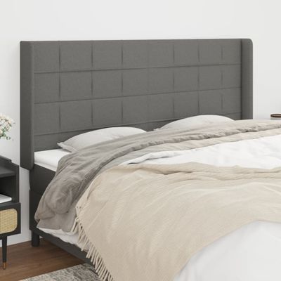 vidaXL Čelo postele so záhybmi tmavosivé 163x16x118/128 cm látka