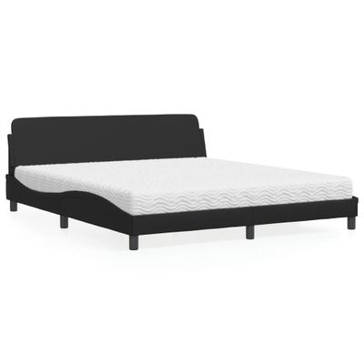 vidaXL Posteľ s matracom Dover čierna 180x200 cm umelá koža