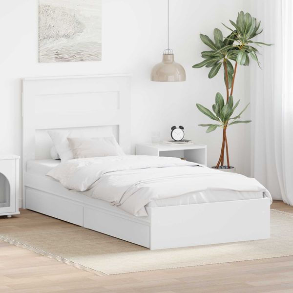 vidaXL Úložná posteľ so zásuvkou Biela 75 x 190 cm Kompozitné drevo