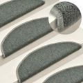 vidaXL Schodové rohože 15 ks 56x17x3 cm tmavozelené polkruhové