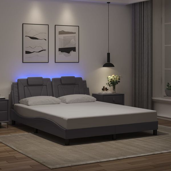 vidaXL Rám postele Viana s LED bez matraca sivý 160x200 cm