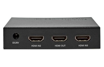 NEDIS HDMI přepínač/ 1x USB-C/ 2x HDMI vstup/ 1x HDMI výstup/ 4K@60Hz/ 18.0 Gbps/ kov/ antracit HDMI switch, 3 porty, 2× HDMI + 1× USB-C vstup, 1× HDMI výstup, 4K@60Hz, 18 Gbps, dálkové ovládání, kovový, antracit