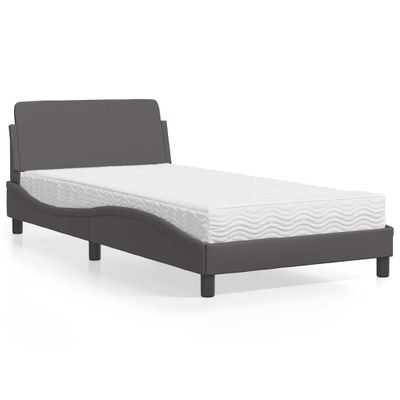 vidaXL Posteľ s matracom Dover sivá 100x200 cm umelá koža