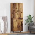 vidaXL Highboard Staré drevo 69,5 x 34 x 180 cm Kompozitné drevo