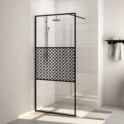 vidaXL Sprchová zástena s priehľadným ESG sklom 115x195 cm čierna