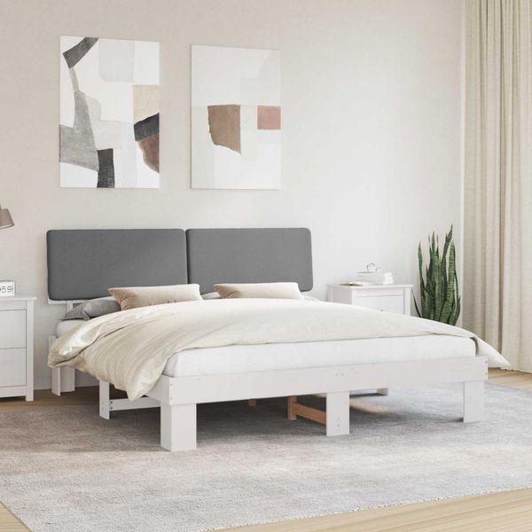 vidaXL Rám postele s čalúneným čelom Svetlosivá 180 x 200 cm