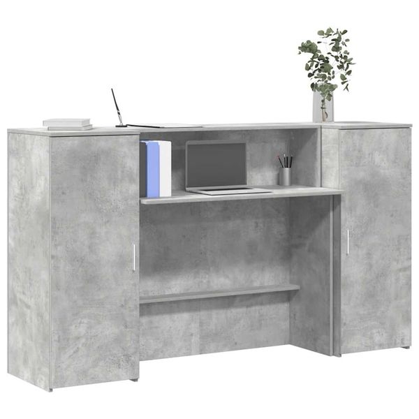 vidaXL Recepčný stôl betónovo sivý 180x50x103,5 cm kompozitné drevo