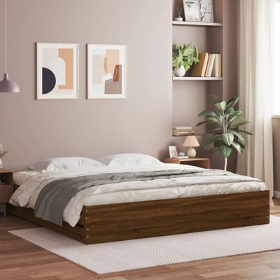 vidaXL Posteľný rám so zásuvkami hnedý dub 160x200 cm kompozitné drevo