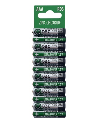 QTEC AAA / R03/UM4 Extra power Zinkochloridová batéria / 12ks BLISTR