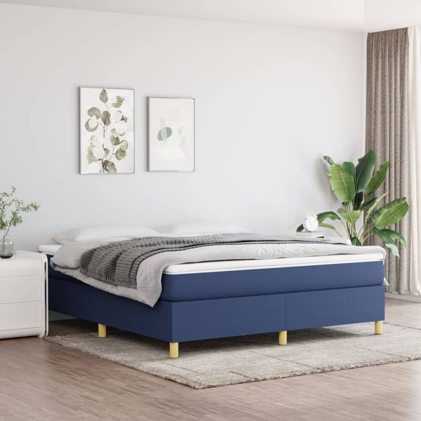vidaXL Posteľný rám boxspring s matracom modrý 180x200 cm látka