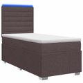 vidaXL LED boxspring posteľ s matracom Tmavohnedá 90 x 200 cm Látka
