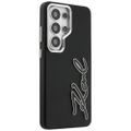 Puzdro Karl Lagerfeld so zrnitou štruktúrou Signature Metal Resin Logo pre Samsung Galaxy S26 Ultra čierne