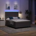 vidaXL LED box s pružinami Svetlo šedá a biela 140 x 190 cm