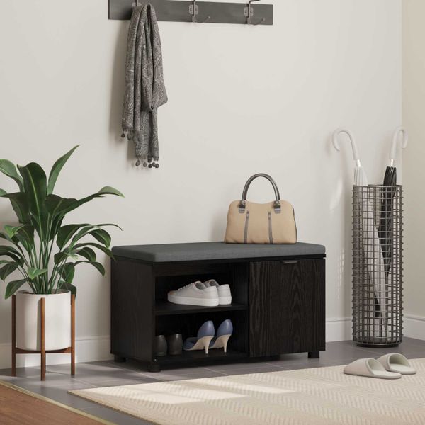 vidaXL Predsieňová lavica s vankúšom Čierny Dub 80 x 38 x 46 cm