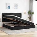 vidaXL Postel s úložným prostorem a matrací Čierna 200 x 200 cm látka
