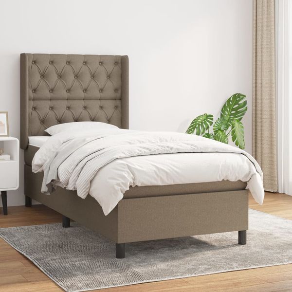 vidaXL Posteľný rám boxsping s matracom sivohnedý 80x200 cm látka