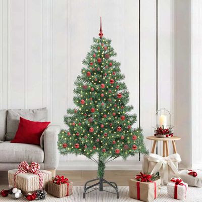 vidaXL Vianočný stromček s 300 LED-i so stojanom Zelená 210 cm PVC