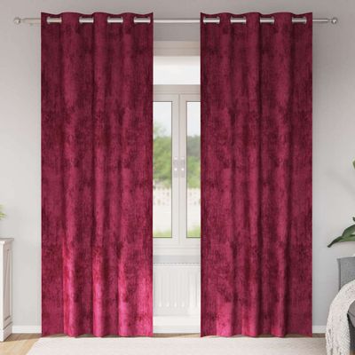 vidaXL Sametové závesy 2 pcs Víno červené 260 x 140 cm Zamat