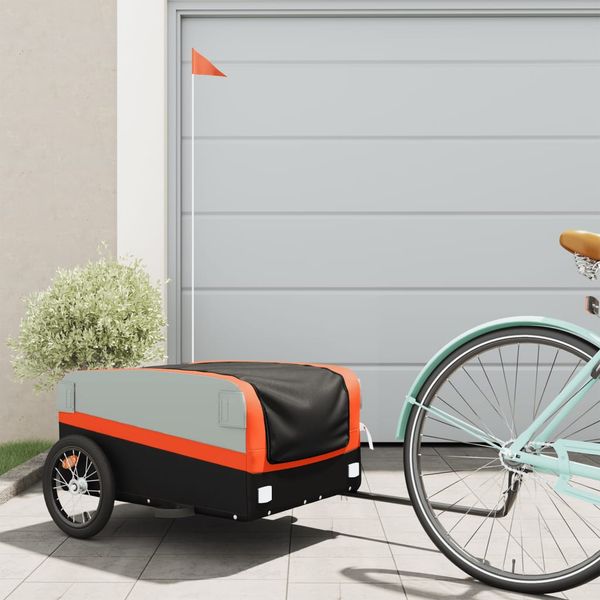 vidaXL Vozík za bicykel, čierno oranžový 45 kg, železo