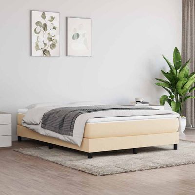 vidaXL Posteľný rám s boxspringom krémová 140x200 cm látka