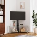 vidaXL Rohový TV stojan 2-vrstvový pre 32-70 palcov čierno-strieborný