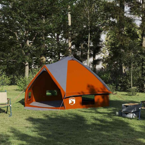 vidaXL Teepee stan pre 6 osôb Šedá a oranžová 431 x 366 x 185 cm