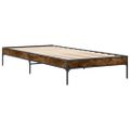 vidaXL Posteľný rám dymový dub 90x200 cm kompozitné drevo a kov