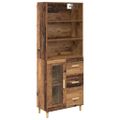 vidaXL Highboard Staré drevo 69,5 x 34 x 180 cm Kompozitné drevo