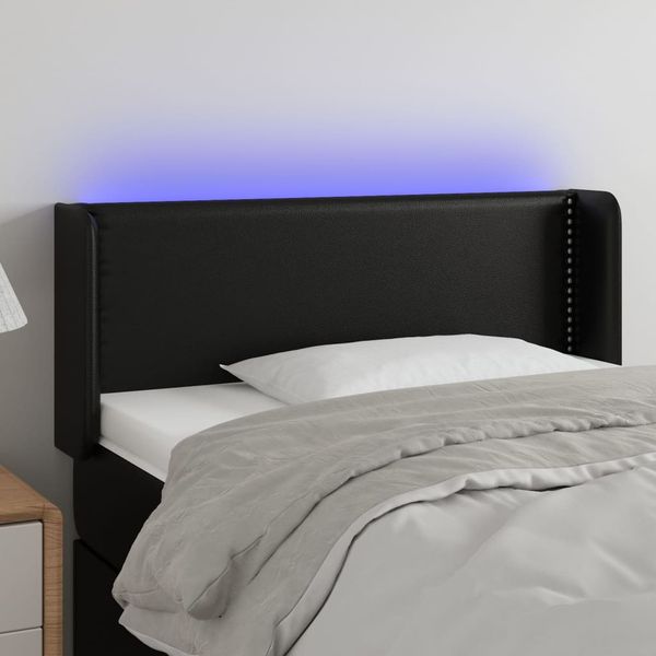 vidaXL Čelo postele s LED čierne 103x16x78/88 cm umelá koža