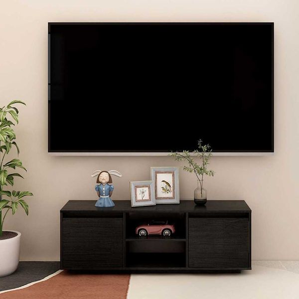vidaXL TV skrinka čierna 110x30x40 cm borovicový masív