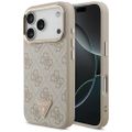 Puzdro Guess Case Magsafe 4G PU Leather s trojuholníkovým logom a zlatým kovovým rámom fotoaparátu pre iPhone 17 Pro ružové
