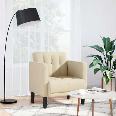 vidaXL Rozkladacia pohovka s podrúčkami, krémová, 53 cm, látka