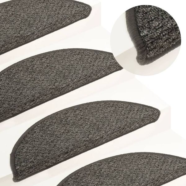 vidaXL Kobercové nášľapy na schody 15 ks antracitové 56x17x3 cm