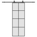 vidaXL Posuvné dvere s kovaním čierne 76x205 cm ESG sklo