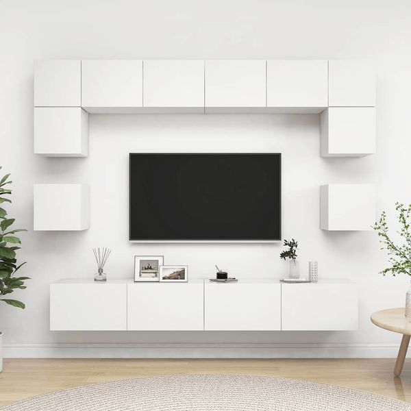 vidaXL Biela 8-dielna súprava TV skriniek zo spracovaného dreva