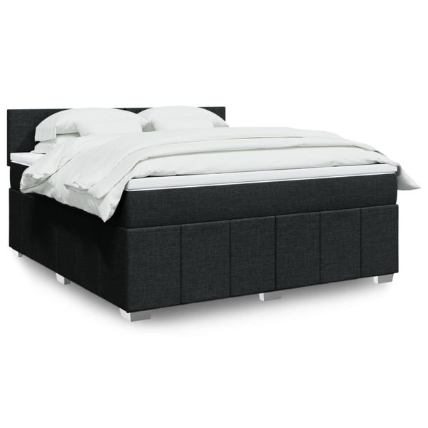 vidaXL Posteľný rám boxspring s matracom čierny 180x200 cm látka