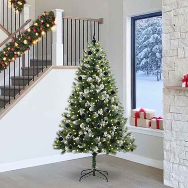 vidaXL Umelý vianočný stromček s umelým snehom 300 LED Teplá biela