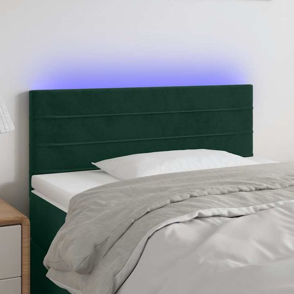 vidaXL Čelo postele s LED tmavozelené 100x5x78/88 cm zamat