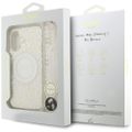 Guess puzdro Magsafe IML puzdro Kvety elektroplatované allover s korálkovým remienkom pre iPhone 17 biela