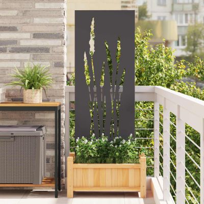 vidaXL Záhradná clona na súkromie Kvetinový Čierna 50 x 140 cm