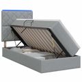 vidaXL LED úložná posteľ s matracom Svetlosivá 100 x 200 cm Látka