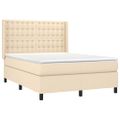 vidaXL Posteľný rám boxspring s matracom krémový 140x200 cm látka